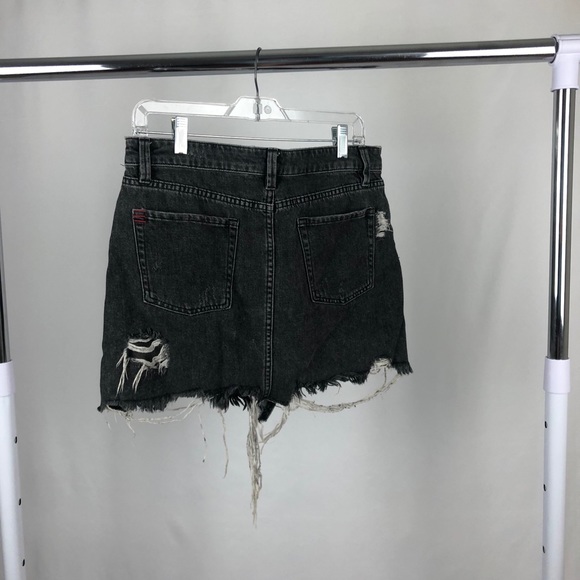 BBG UO Charcoal Denim Raw Edge Mini Skirt - Picture 4 of 5